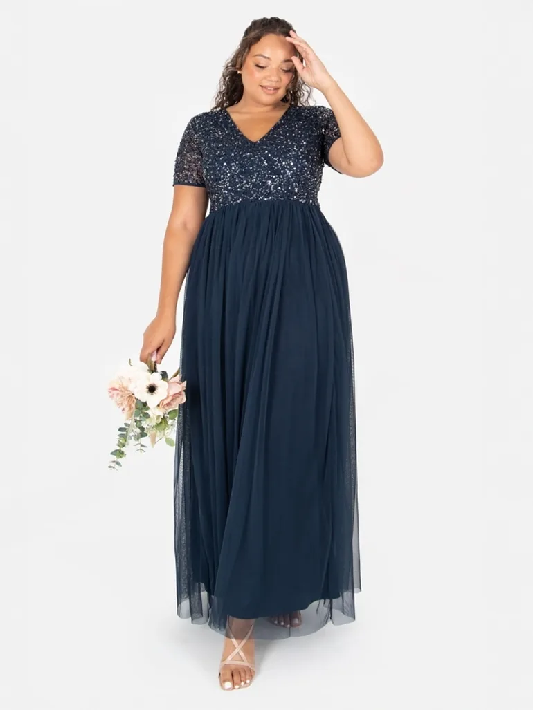 maya navy bridesmaid dresses Maya Maternity Bridesmaid ruffle wrap dress in navy
