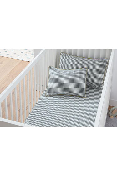 Baby's Tiny Vichy Fitted Sheet in Cotton, 17cm Flap