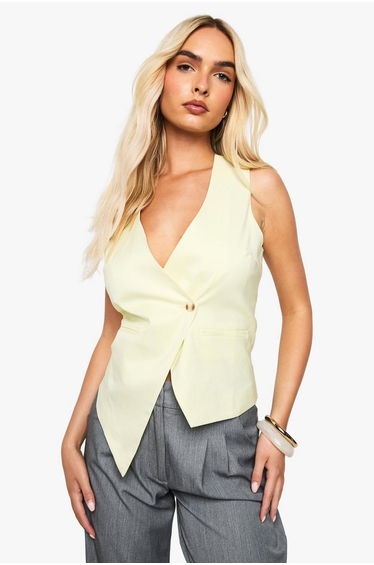 Asymmetric Tailored Waistcoat - lemon