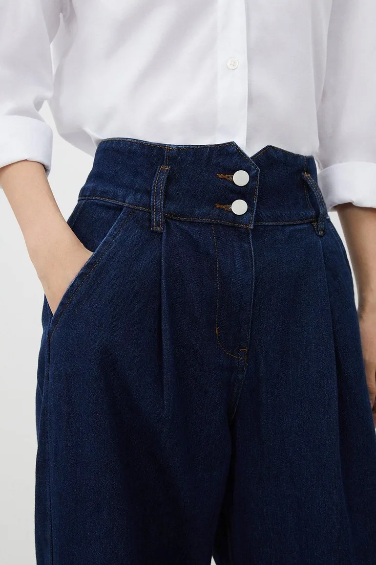 Petite Denim Indigo Wide Leg Trousers - 2