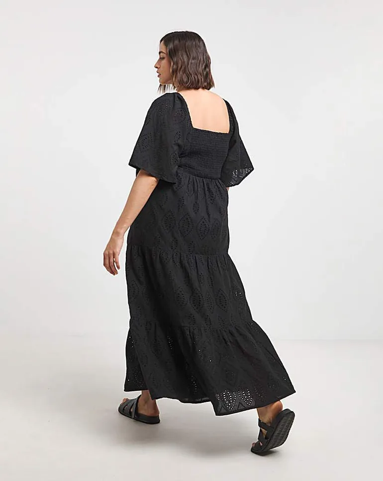 Black Broderie Maxi Dress Simply Be Black : Dresses : VogaCloset Oman