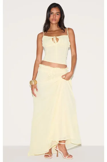Butter Yellow Chiffon Floaty Maxi Skirt