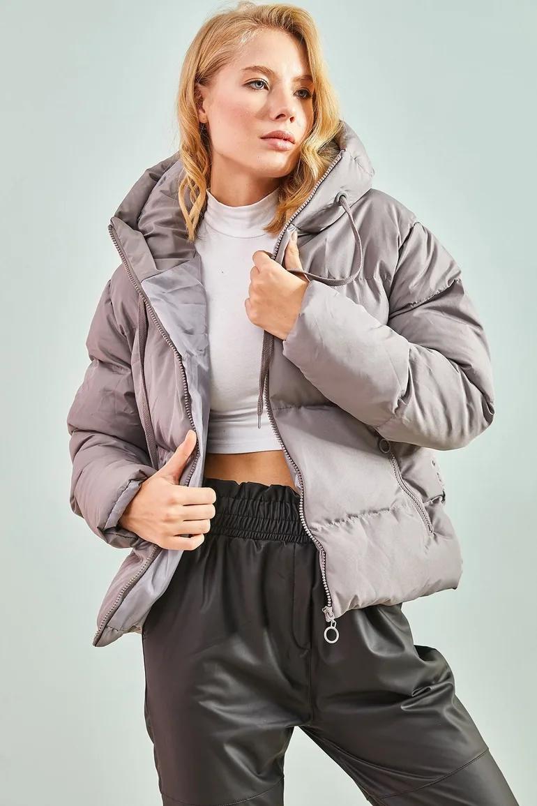 Women's Hooded Puffer Coat - 1