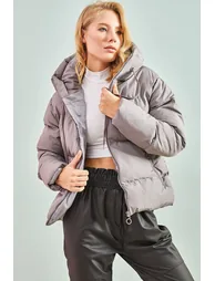 Women's Hooded Puffer Coat - 1