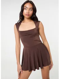 Slinky Open Back Mini Playsuit - 1