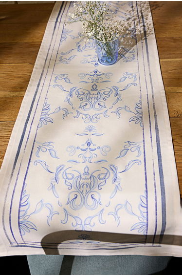 White-Blue Pattern Runner