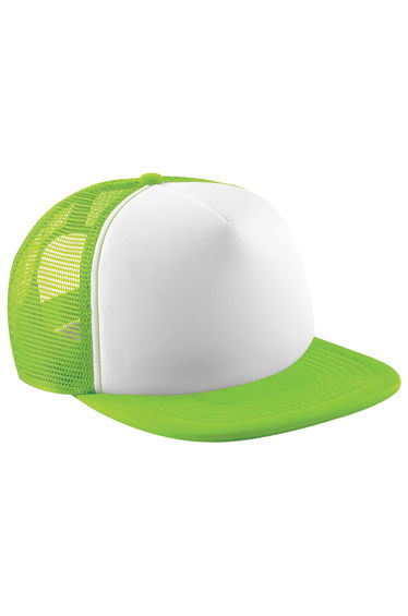 Beechfield Vintage Plain Snap-Back Trucker Cap (Pack of 2) - Lime Green/White