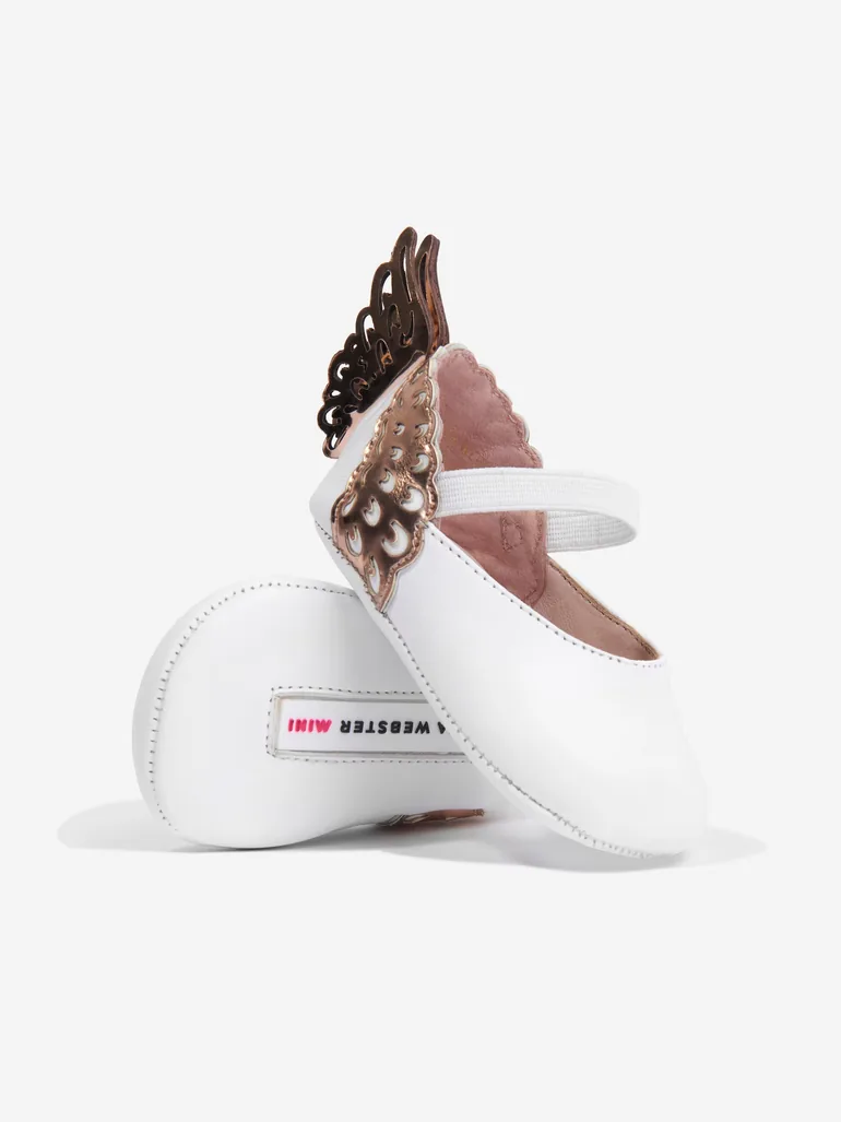 Baby Girls Leather Evangeline Shoes in White - 1