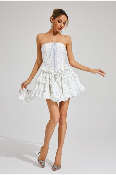 Housman White Floral Cake Tutu Mini Dress