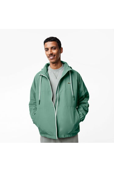 Men's Lacoste Detachable Hood Water-Repellent Jacket in Green