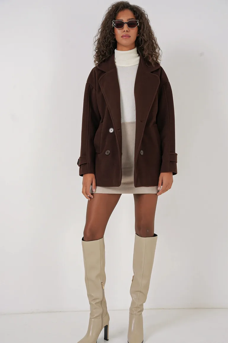 BDART Relaxed Fit Shawl Collar Buttoned Coat
