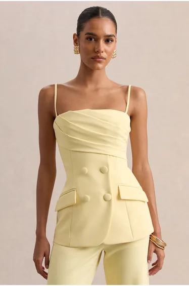 Lunivra | Lemon Square-Neck Tailored Top