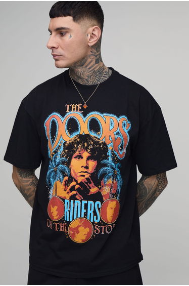 Tall Oversized The Doors License Print T-shirt - black