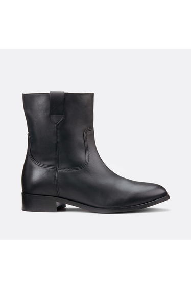 Leather Western Ankle Boots with Flat Heel