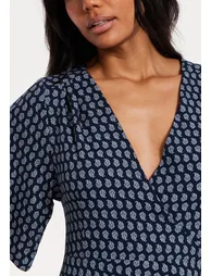 Navy Floral Print Kimono Wrap Maxi Dress - 6