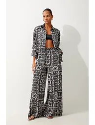 Tile Print Spun Viscose Beach Trousers