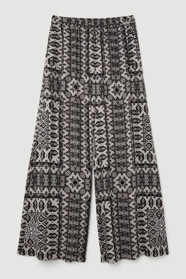 Tile Print Spun Viscose Beach Trousers - 3