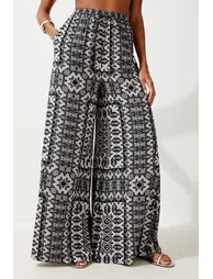 Tile Print Spun Viscose Beach Trousers - 1