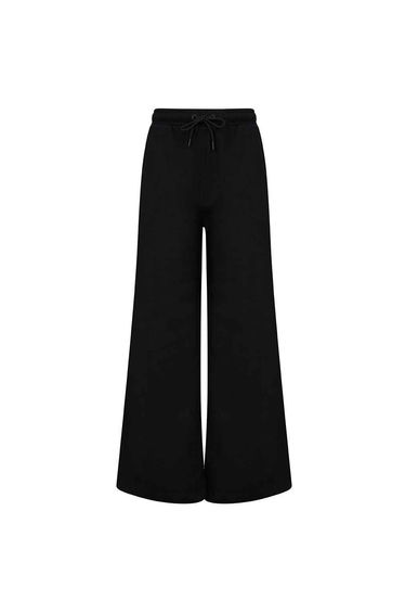SF Womens/Ladies Sustainable Wide Leg Jogging Bottoms - Black