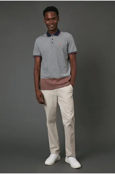 Navy Engineered Stripe Polo Shirt