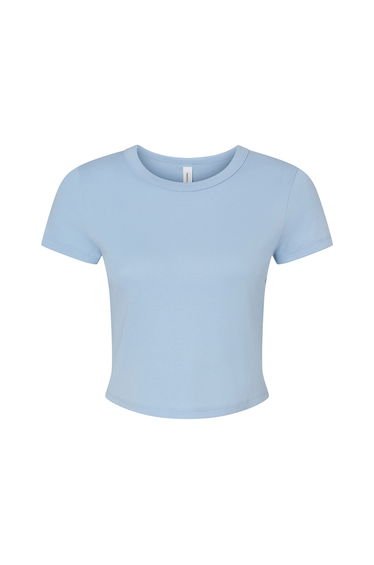 Bella + Canvas Womens/Ladies Micro-Rib Crop T-Shirt - Solid Baby Blue