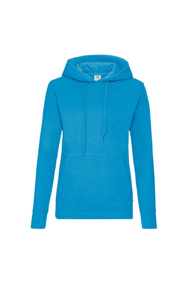 Fruit Of The Loom Ladies Lady Fit Hooded Sweatshirt / Hoodie - Azure Blue