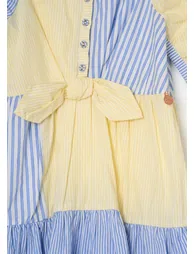 Frankie Blue Mixed Stripe Shirt Dress - Blue - 7
