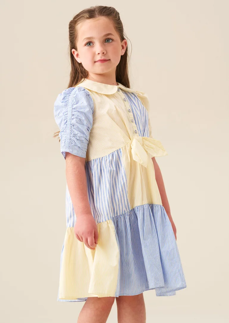 Frankie Blue Mixed Stripe Shirt Dress - Blue