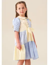 Frankie Blue Mixed Stripe Shirt Dress - Blue