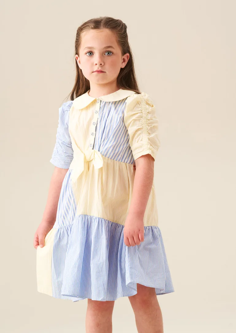 Frankie Blue Mixed Stripe Shirt Dress - Blue - 3