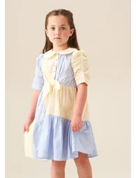 Frankie Blue Mixed Stripe Shirt Dress - Blue - 3