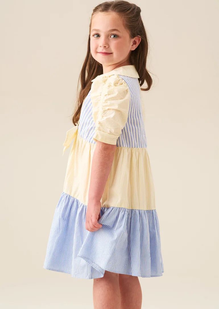 Frankie Blue Mixed Stripe Shirt Dress - Blue - 2