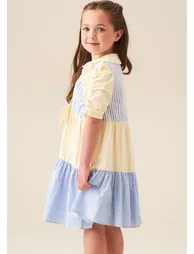 Frankie Blue Mixed Stripe Shirt Dress - Blue - 2