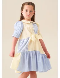 Frankie Blue Mixed Stripe Shirt Dress - Blue - 4