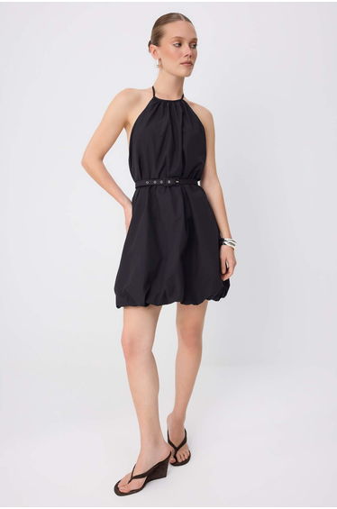 Black A-Line/A Bell-Shaped Short / Mini Woven Dress