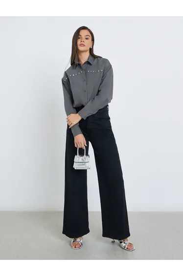 Studded Spread Collar Buttoned Shirt