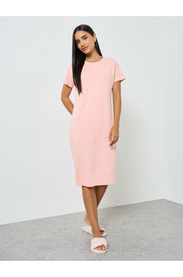 Pink Short Sleeve T-Shirt Dress