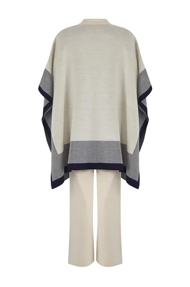 Navy Blue Relaxed Pique Plain Knitwear Hijab Bottom - Top Set