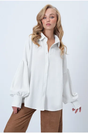 White Oversize Wrap Shirt