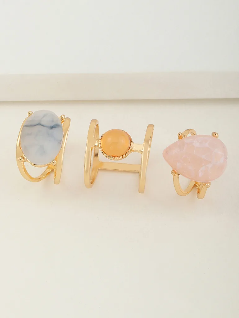 Pack of 3 - Gemstone Statement Rings - 3