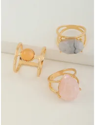 Pack of 3 - Gemstone Statement Rings - 1