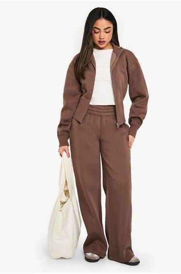 Seam Detail Straight Leg Jogger - mocha
