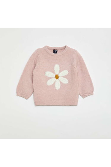 Knitted Sweater with Embroidery PINK