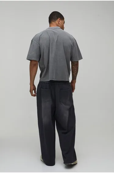 Washed Charcoal Oversized Boxy Skull Exposed Seam T-Shirt - washed charcoal