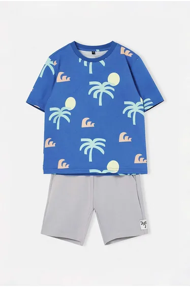 Indigo Tropical Knitted Bottom - Top Set