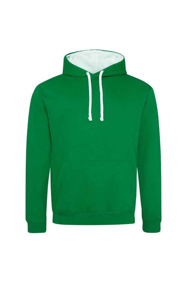 Awdis Womens/Ladies Varsity Hoodie - Kelly Green/Arctic White