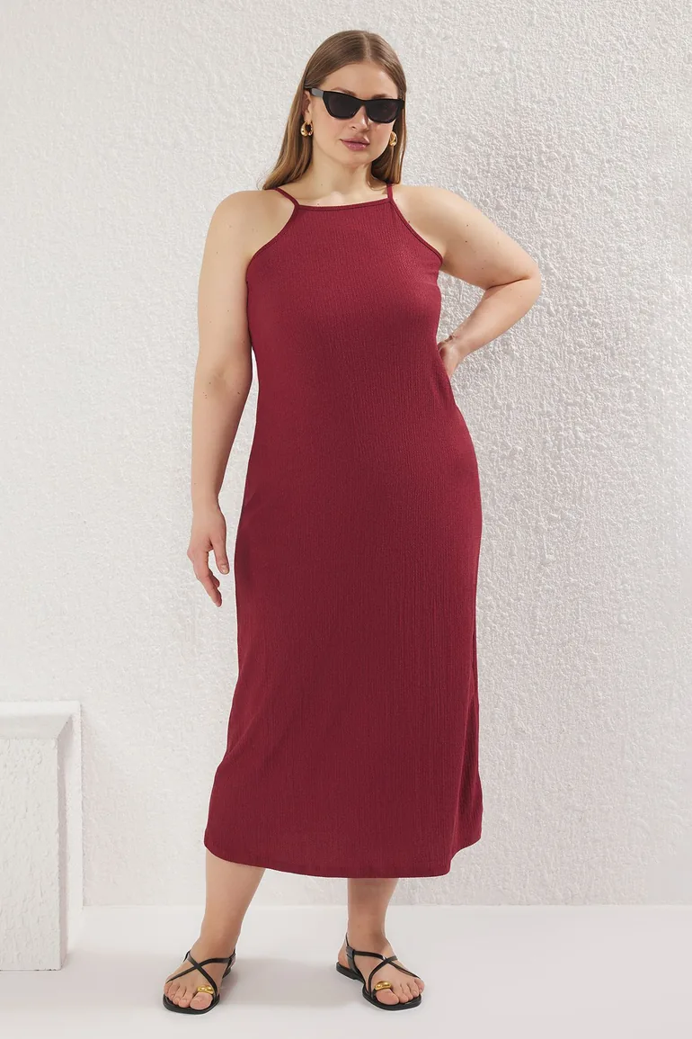 bhldn holly faux leather halter midi dress BALYKINA HALTER NECK TWO SIDED LEATHER DRESS IN NAVY-BLUE