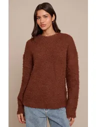 Tall Chocolate Teddy Knit Oversized Jumper - 1