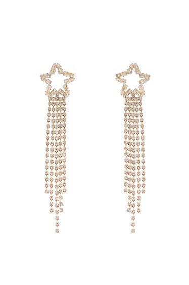 Hollow Golden Star Tassel Drop Earrings