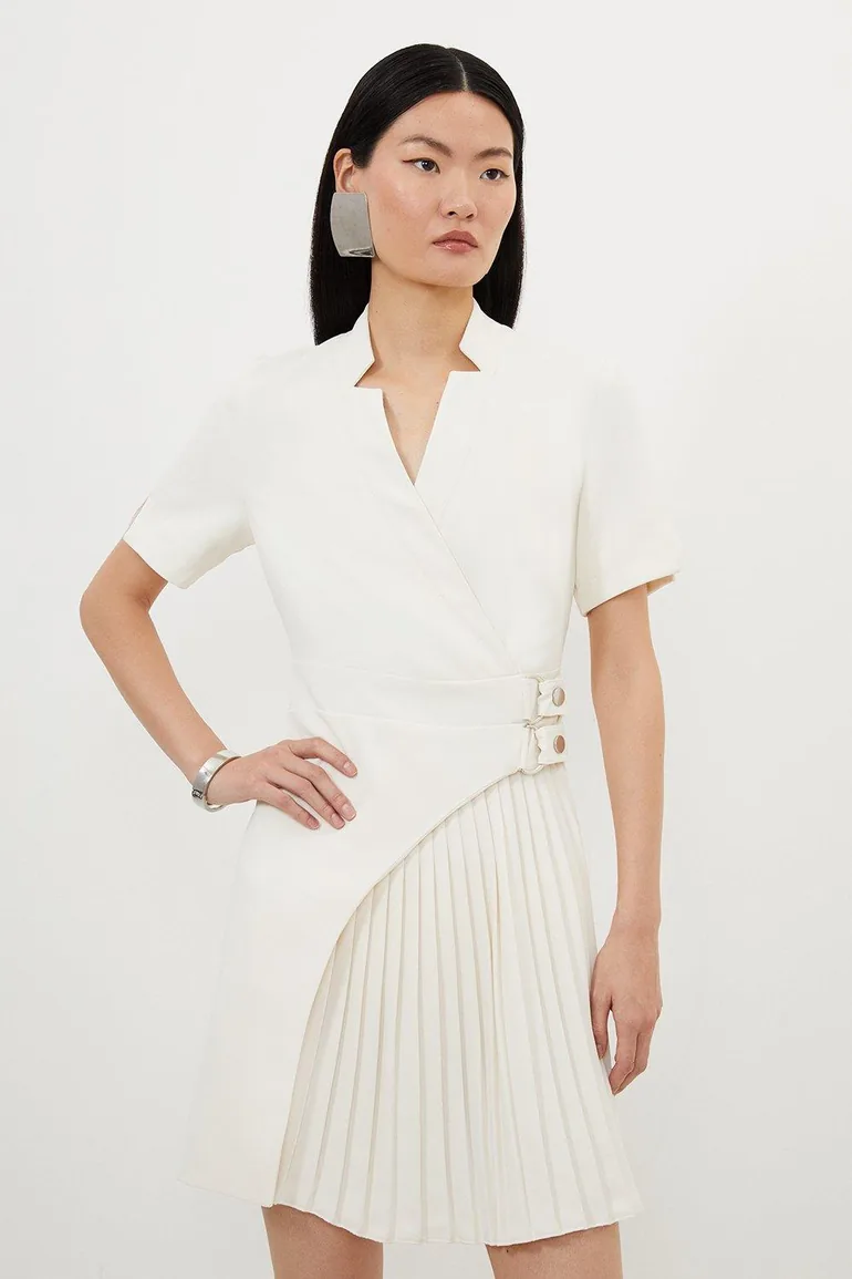 tailored notch neck pleated mini dress sistersguidetostyle on LTK
